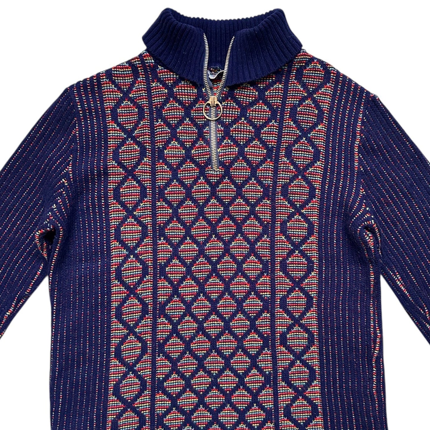 70s vintage rainbow o-ring turtleneck sweater.