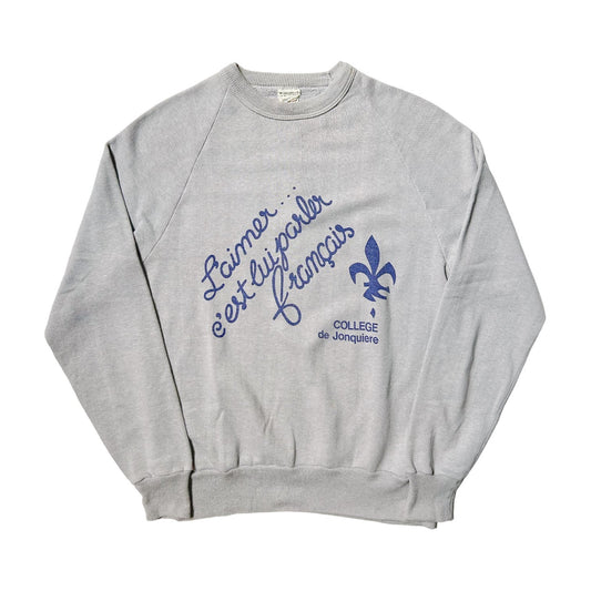 70s vintage L'aimer c'est lui parler francais Sweatshirt French Quebec college.