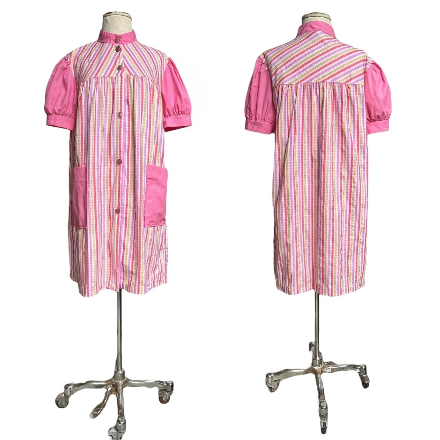 60s 70s Vintage Puff Sleeve Mini Tent Dress.