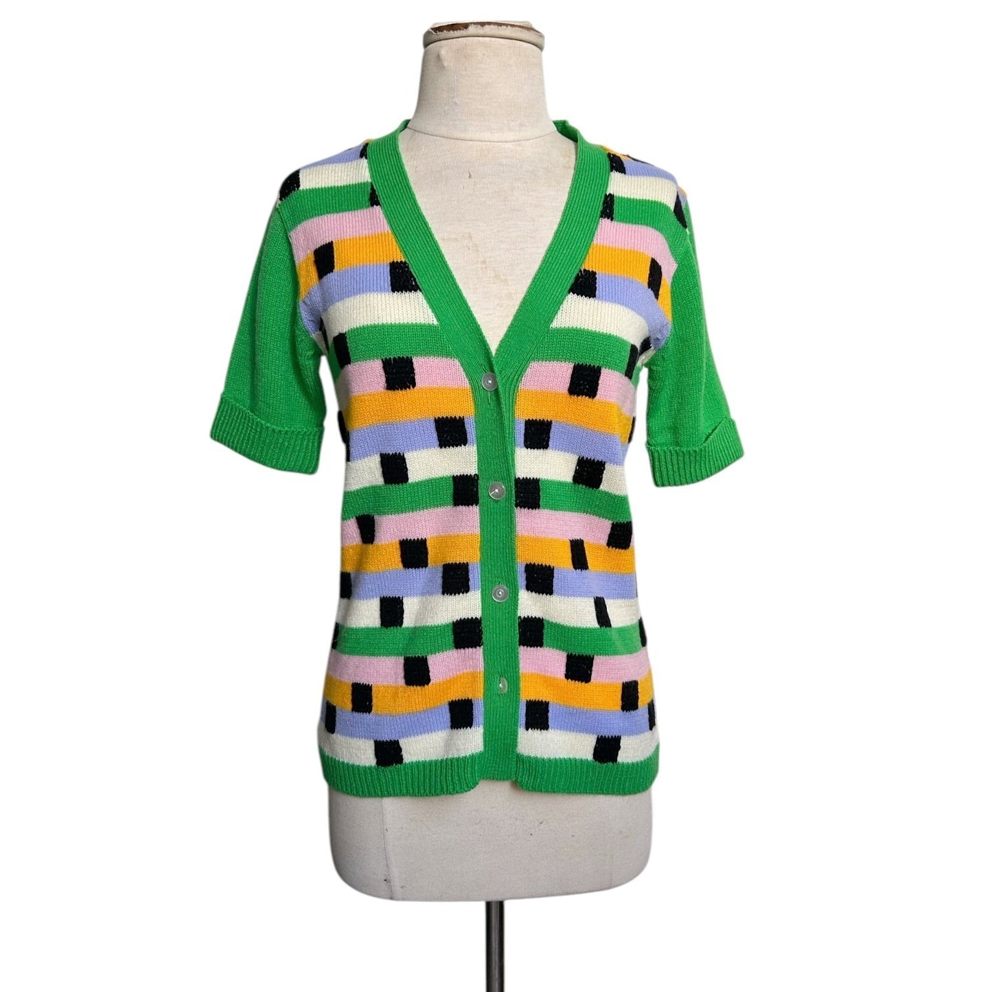 70s vintage short sleeve cardigan top.