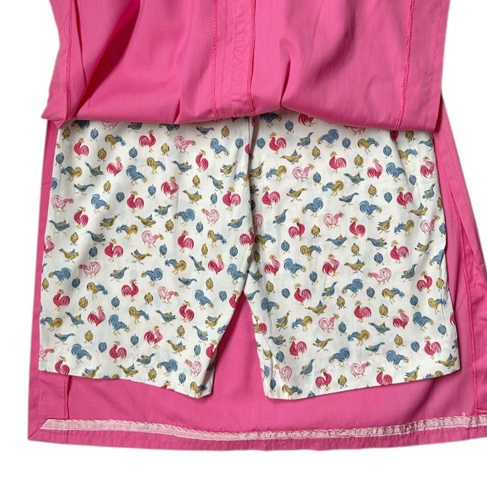 60s Vintage Highwaisted Skort Pink Skirt White Shorts Chicken Print Pantino.