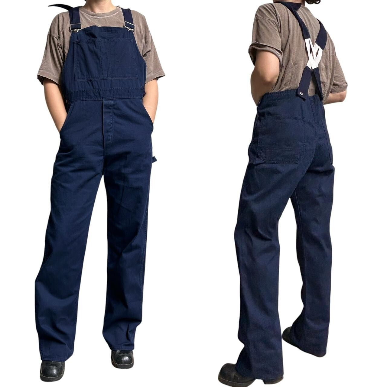 70s vintage navy utility overalls by Anchor Textiles.