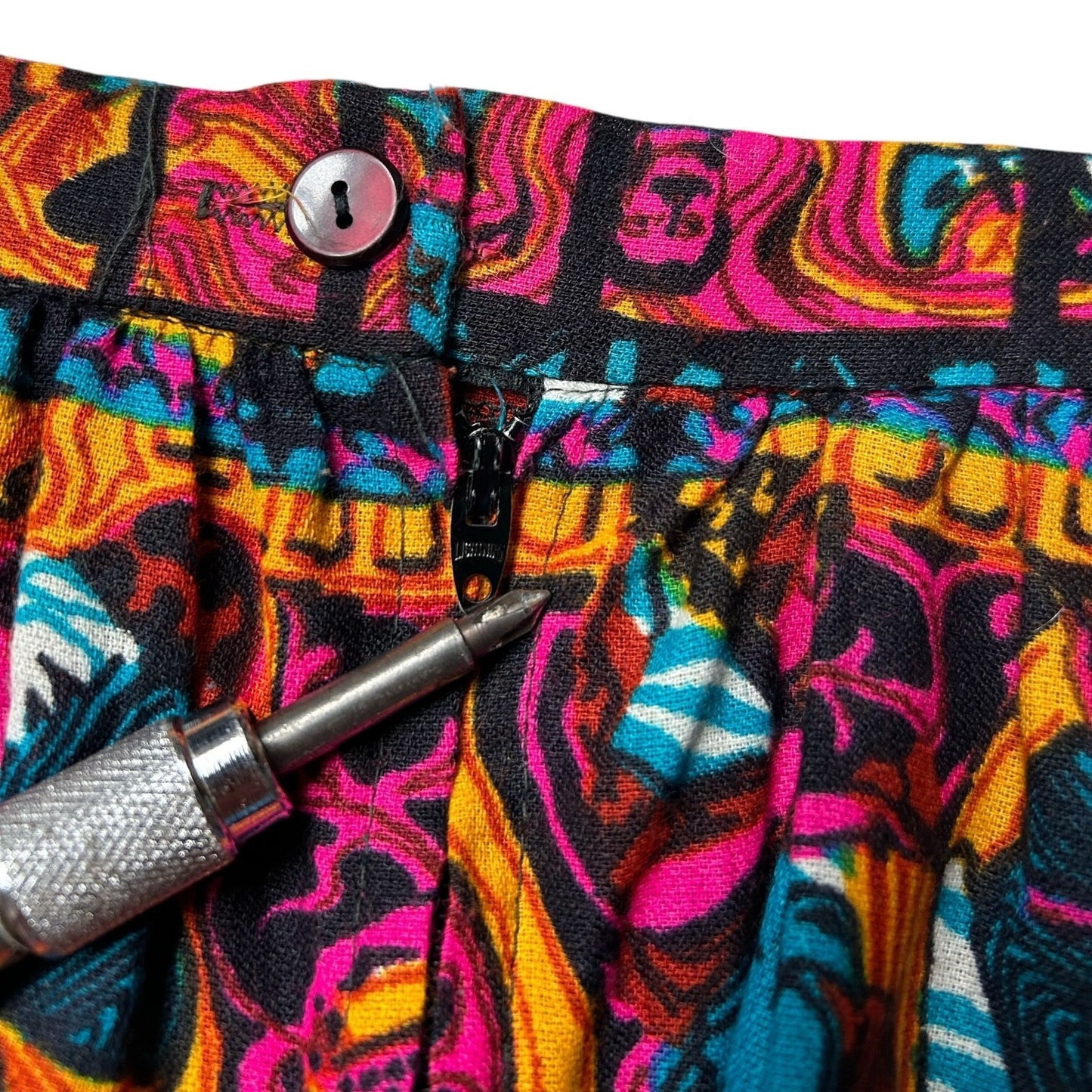 70s Vintage Merry-Go-Round Novelty Print Skirt.