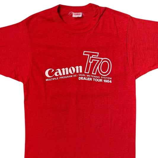 80s Vintage Canon T70 Camera T-shirt Single Stitch 1984 Camera Metering System.