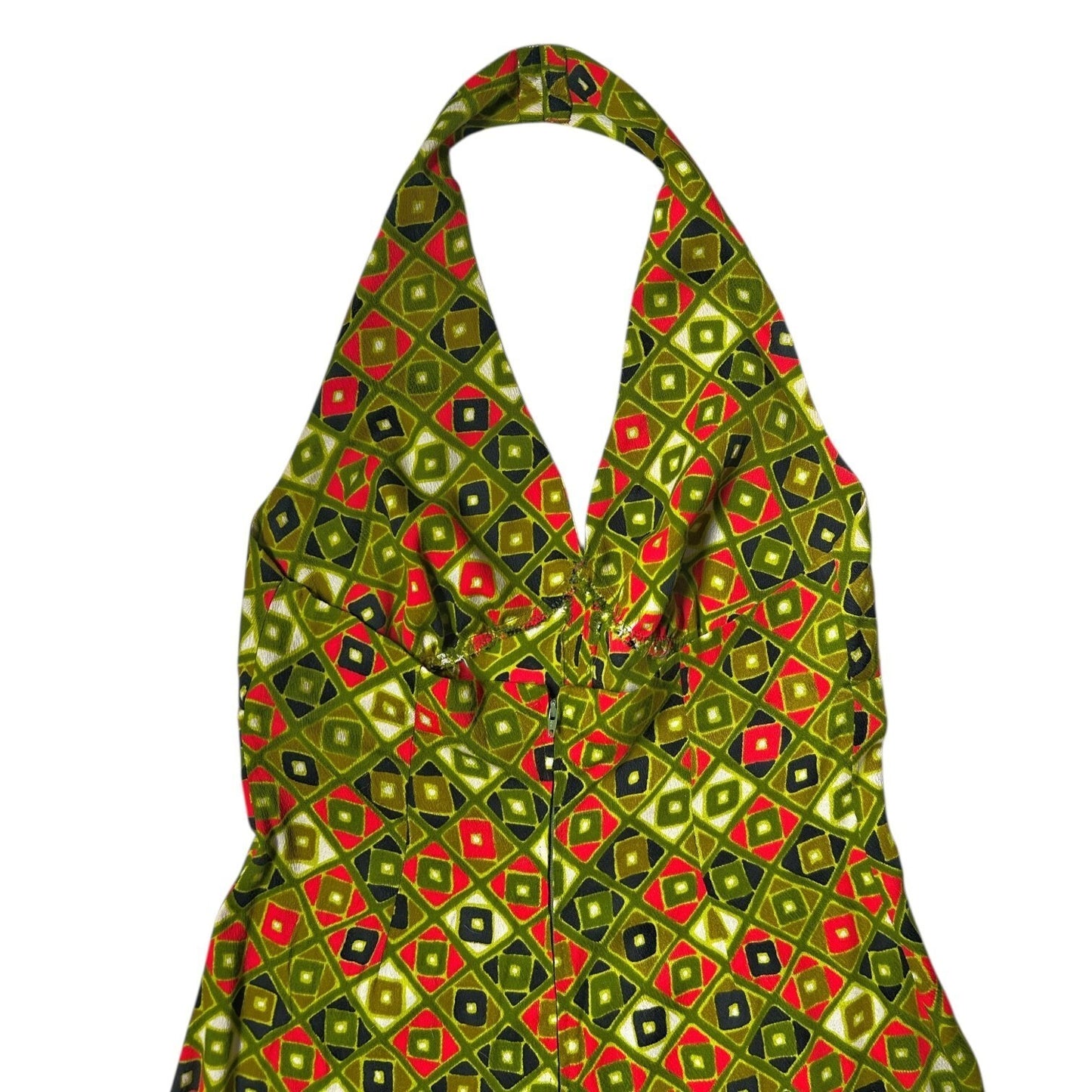70s Vintage Geometric Halter Dress.