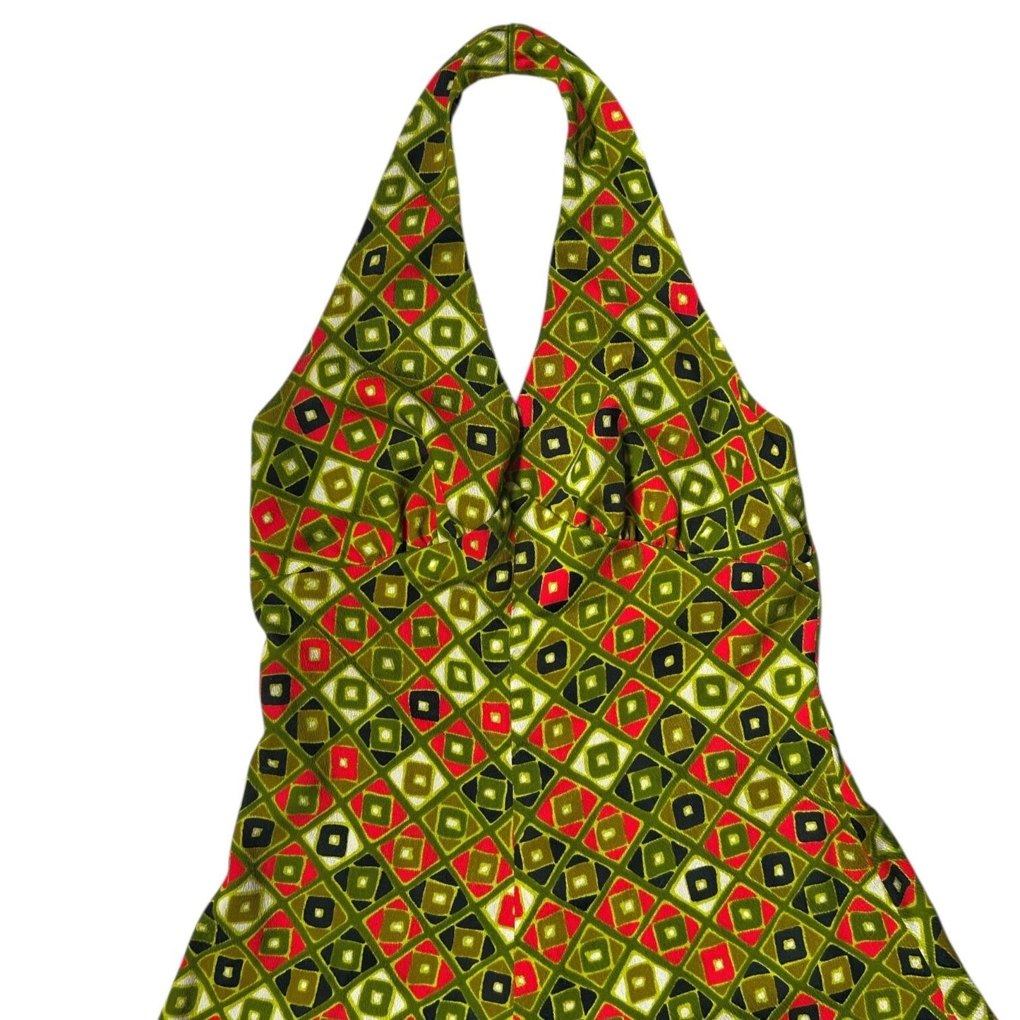 70s Vintage Geometric Halter Dress.