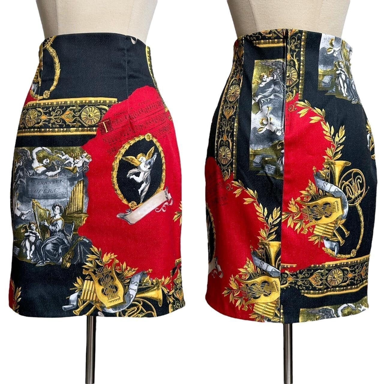 90s Y2K Vintage Cherub Novelty Print Skirt.