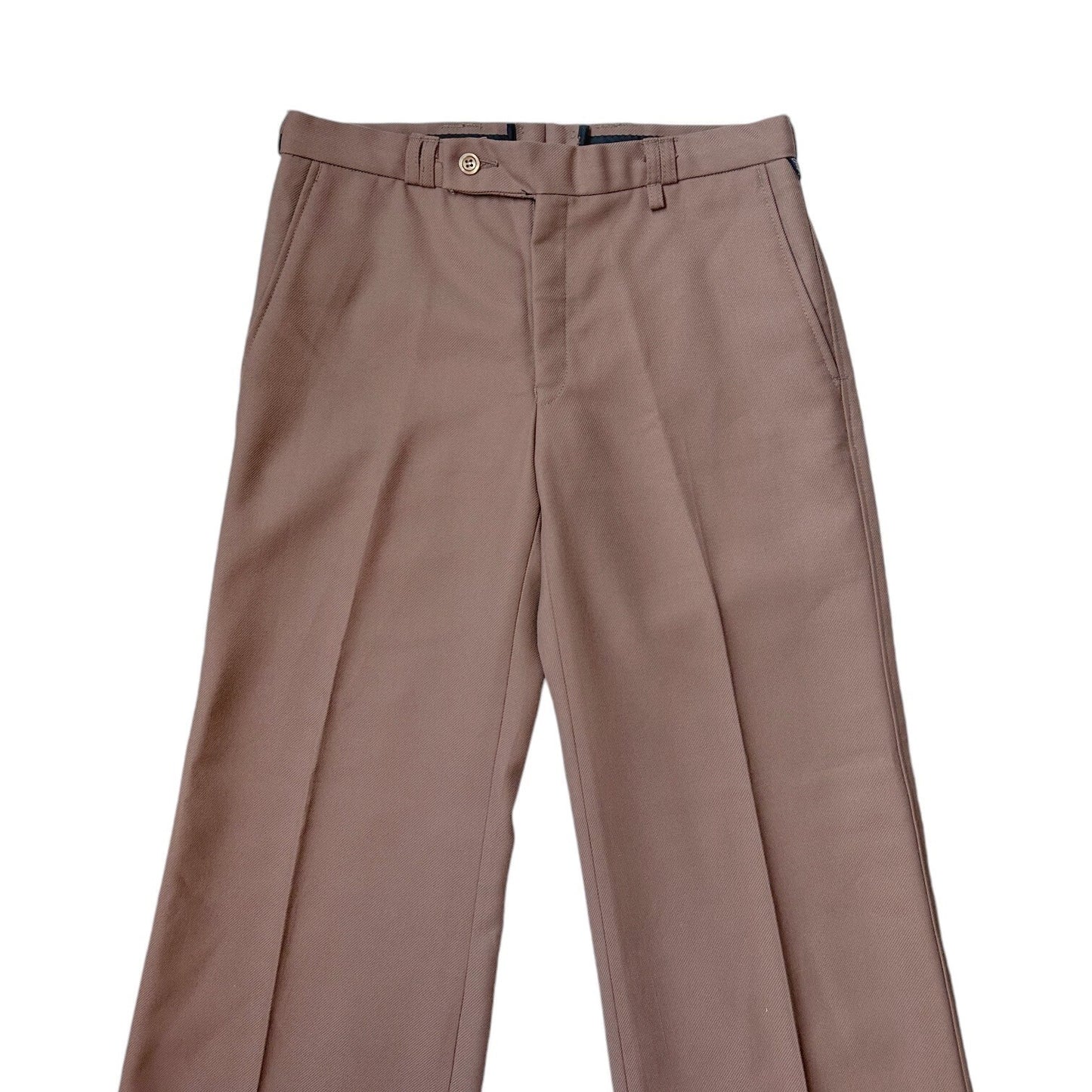 70s vintage flare pants mid rise leisure disco boho mod brown tan England.