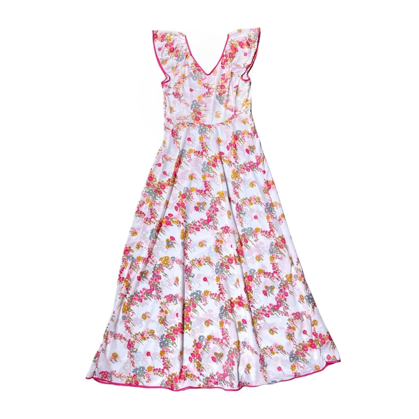 70s Vintage Floral Cutout Maxi Dress/Nightgown.