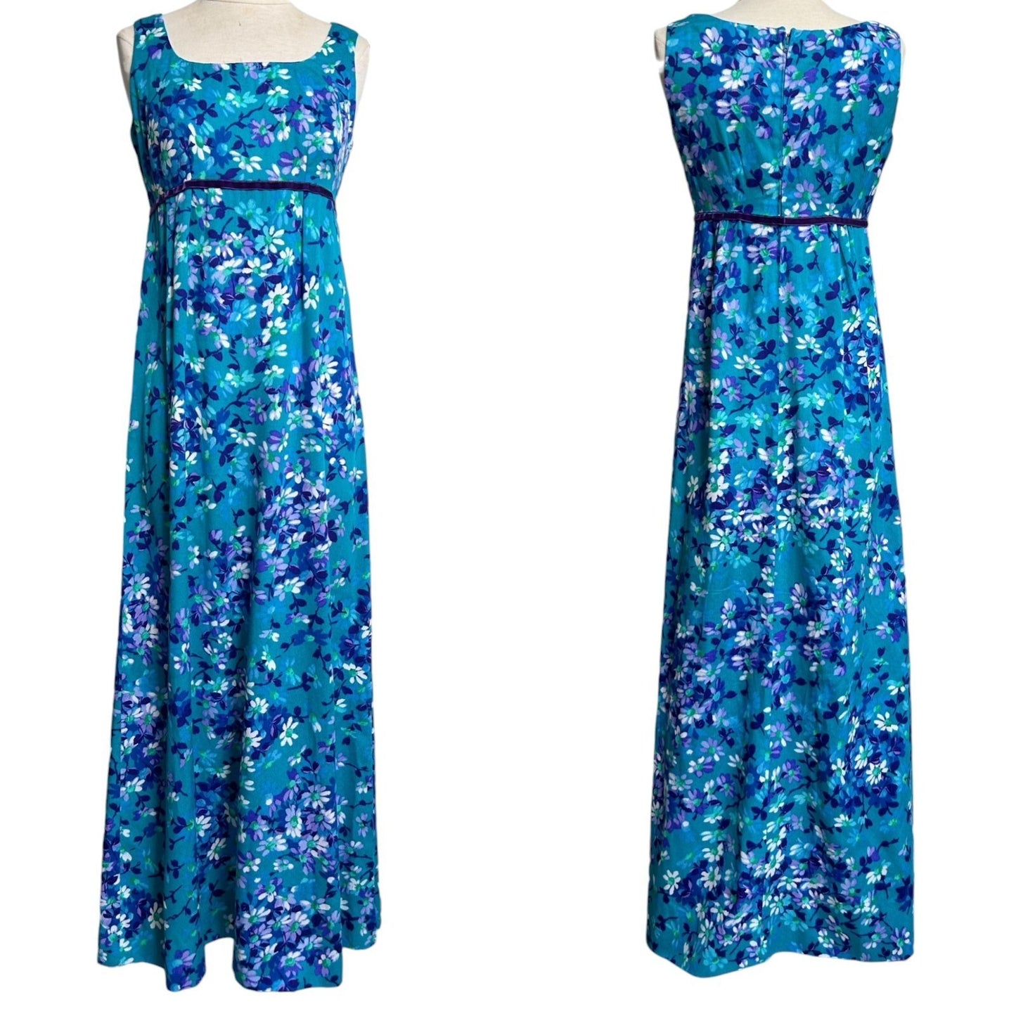 70s Vintage Hawaiian Empire Waist Daisy Dress.