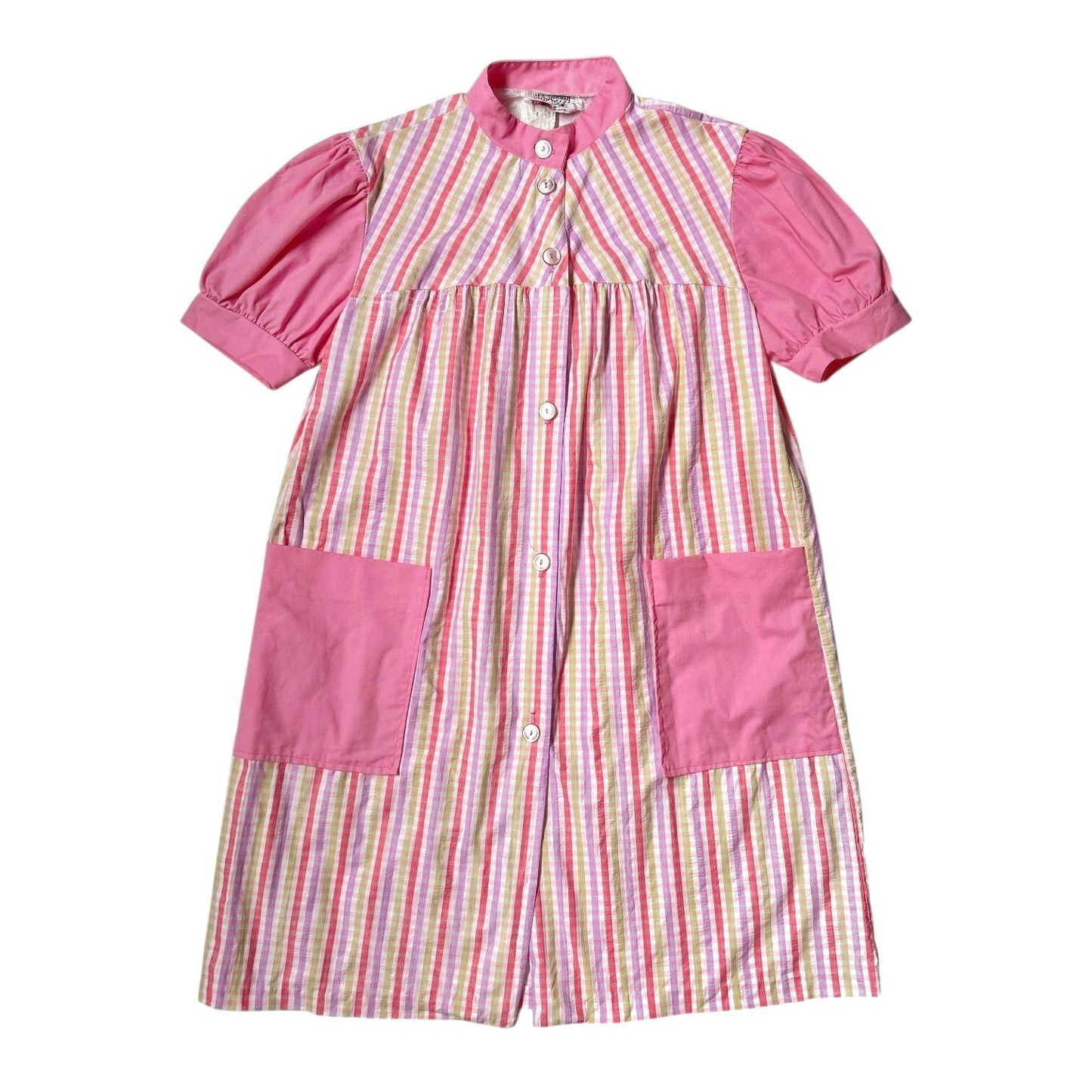 60s 70s Vintage Puff Sleeve Mini Tent Dress.