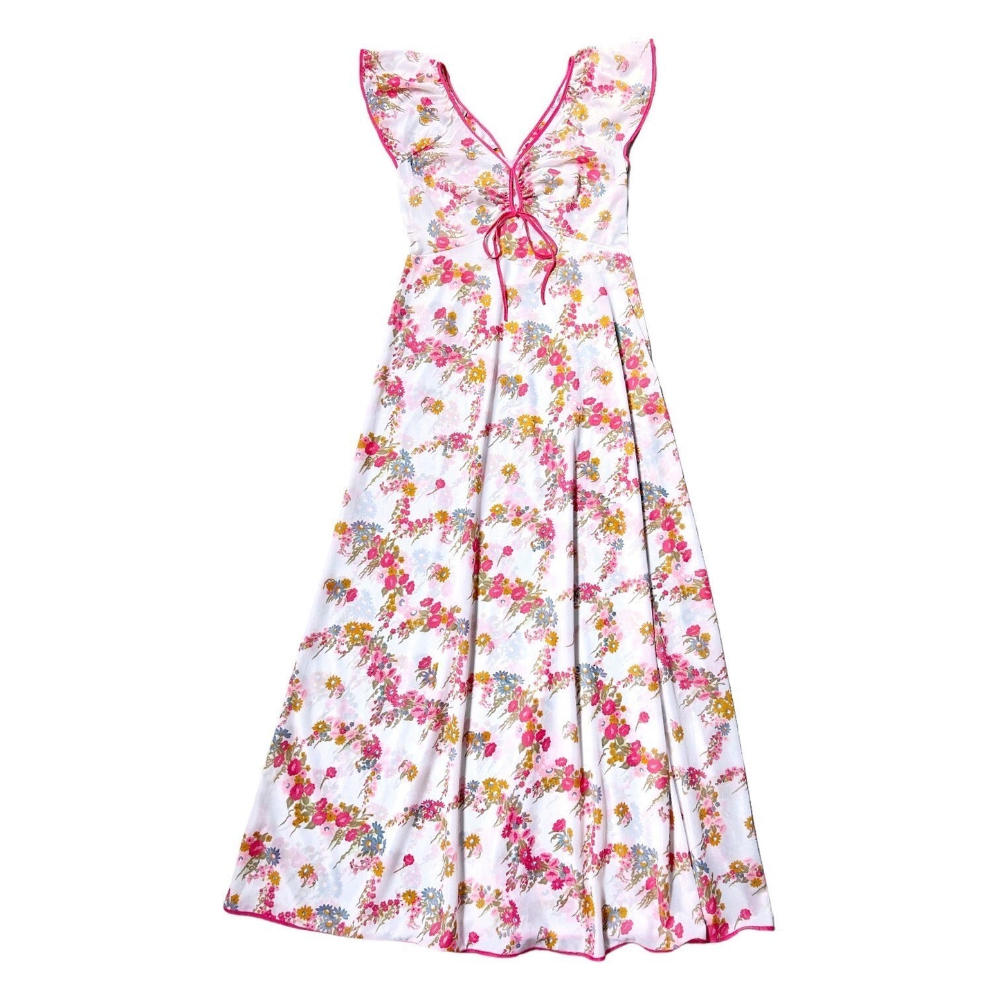 70s Vintage Floral Cutout Maxi Dress/Nightgown.