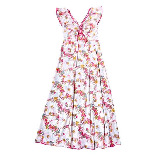 70s Vintage Floral Cutout Maxi Dress/Nightgown.