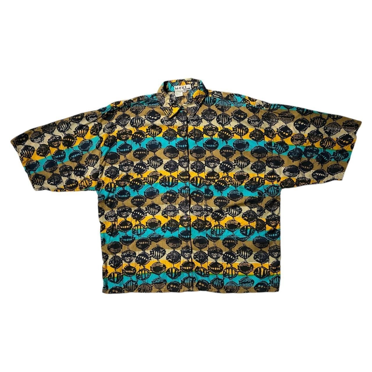 90s Vintage Blowfish Pattern Oversized Shirt.